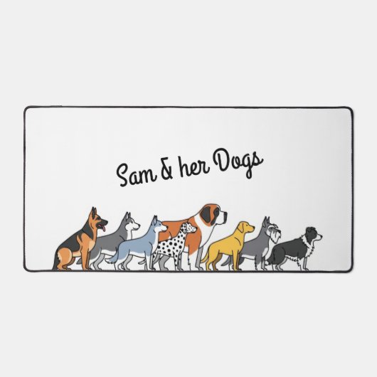 Various Dog Breeds in a Row デスクマット (正面)