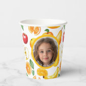 Various Fruitsテーマの写真と名前紙 紙コップ (裏面)