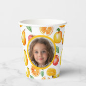 Various Fruitsテーマの写真と名前紙 紙コップ (正面)