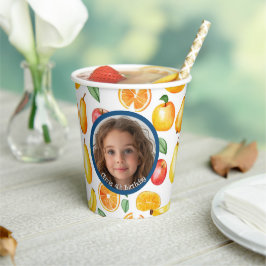 Various Fruits写真と名前紙 紙コップ