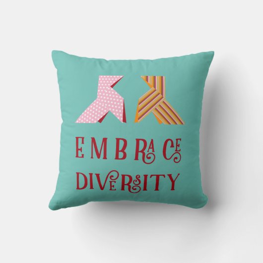 Various Paper Bow Couple Embrace Diversity Quote クッション (裏面)