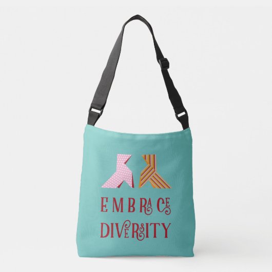Various Paper Bow Couple Embrace Diversity Quote クロスボディバッグ (正面)