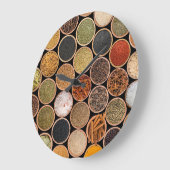 Various spices and food ingredients ラージ壁時計 (傾斜)