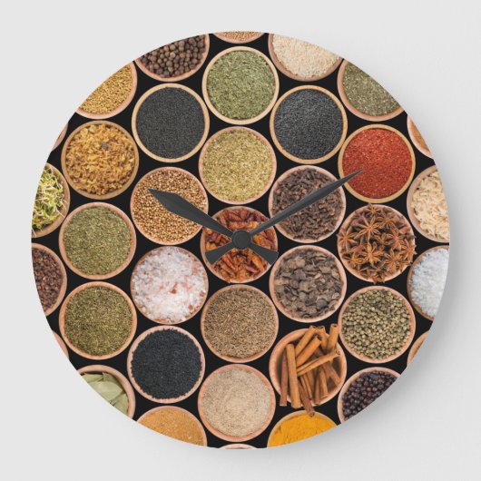 Various spices and food ingredients ラージ壁時計 (正面)