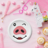 Varkensneus blij gezicht. Neus van een varken. ペーパープレート (パーティー)