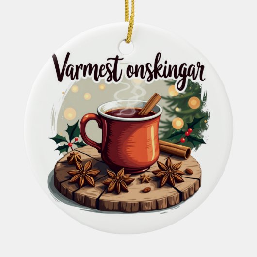 Varmest önskingar Swedish Holiday Greeting セラミックオーナメント (正面)