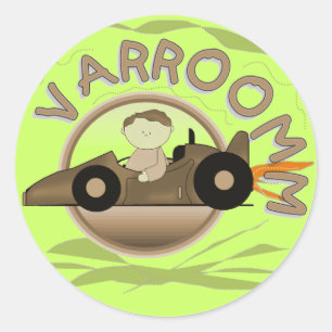 VarroommのレースカーのTシャツおよびギフト ラウンドシール