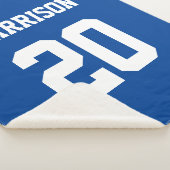 Varsityスポーツブルーホワイト名前をカスタムする番号 シェルパブランケット (3/4)