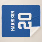 Varsityスポーツブルーホワイト名前をカスタムする番号 シェルパブランケット (正面(横))