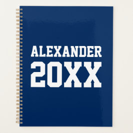 Varsityスポーツブルーホワイト名前をカスタムする&イヤー プランナー手帳