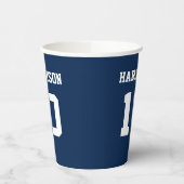 Varsityスポーツ海軍の青と白の名前番号 紙コップ (左)