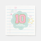 Varsityパステル名門私立校風のパッチノートブック10誕生日 スタンダードカクテルナプキン (正面)