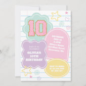 Varsityパステル名門私立校風のパッチノートブック10誕生日 招待状 (正面)
