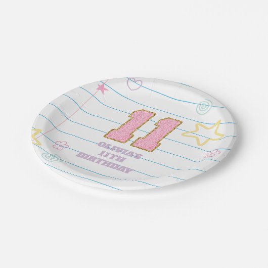 Varsityパステル名門私立校風のパッチノートブック11誕生日 ペーパープレート (アングル)
