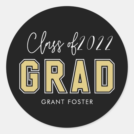 Varsityプライド編集可能なカラーの卒業 ラウンドシール (正面)