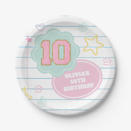 Varsity プレピー パステル パッチ ノート 10歳の誕生日 ペーパープレート