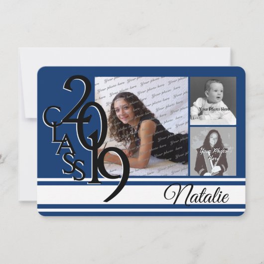 Varsity Blue 2019卒業Tri写真 招待状 (正面)