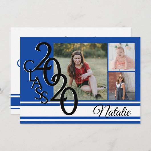 Varsity Blue 2020卒業Tri写真 招待状 (正面/裏面)