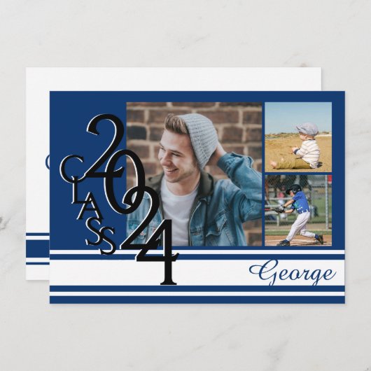 Varsity Blue 2024卒業Tri写真 招待状 (正面/裏面)