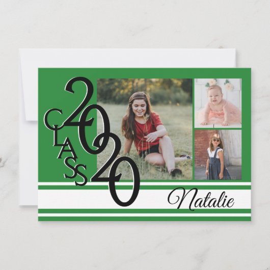 Varsity Green 2020卒業Tri Photo 招待状 (正面)