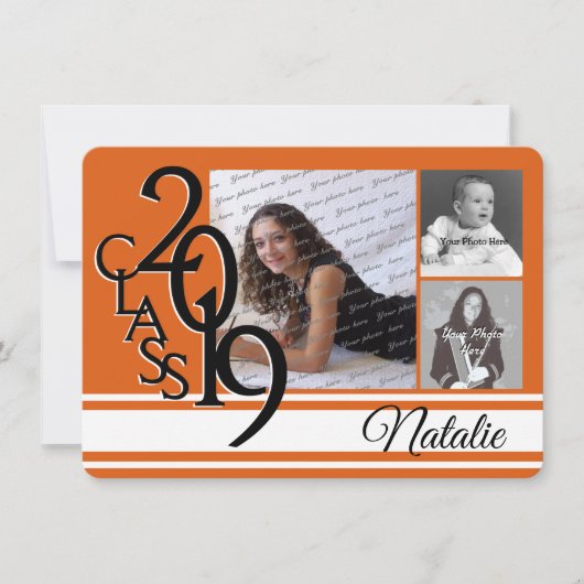 Varsity Orange 2019卒業Tri写真 招待状 (正面)