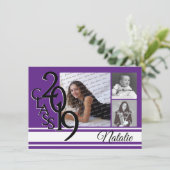 Varsity Purple 2019卒業3枚写真 招待状 (スタンド正面)