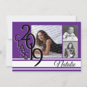 Varsity Purple 2019卒業3枚写真 招待状 (正面)