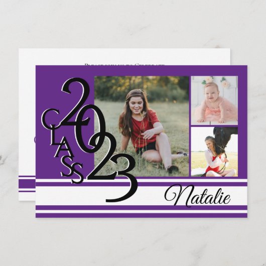 Varsity Purple 2023卒業Tri写真 招待状 (正面/裏面)