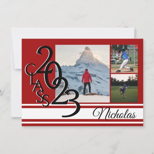 Varsity Red 2023卒業Tri写真 招待状 (正面)