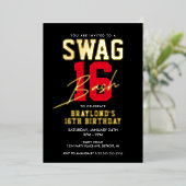 Varsity Style Swag 16歳の誕生日 箔招待状 (立ち正面)