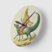 VarunaのチャールズEti著刻まれる海洋の神 ラウンド壁時計 (傾斜)