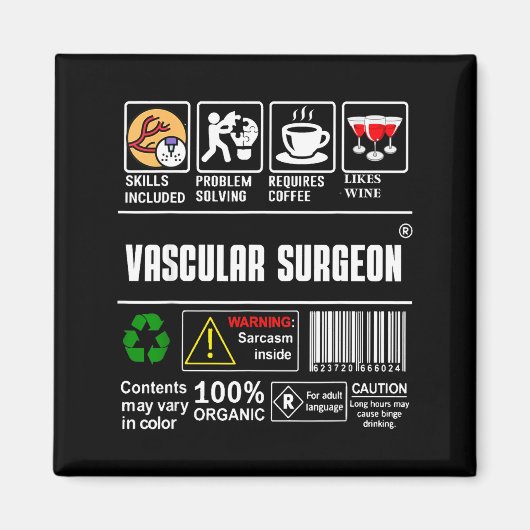 Vascular Surgeon Doctor Job Label Sarcasm Skills C マグネット (正面)
