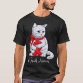 Vasculitis Awareness Month Red Ribbon Cat funny Tシャツ (正面)