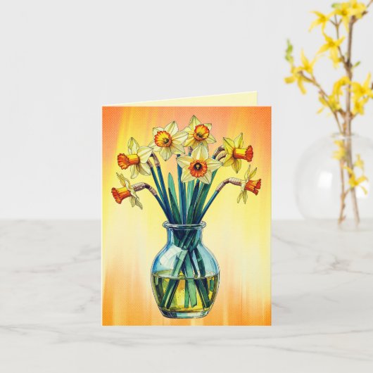 Vase Full of Beautiful Daffodils カード (黄色い花)