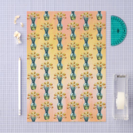 Vase Full of Beautiful Daffodils 薄葉紙 (クラフト)