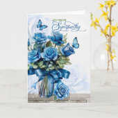 Vase of Blue Roses with Butterflies Sympathy カード (黄色い花)