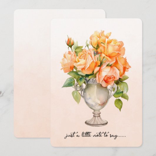 Vase of Orange Roses Note Card ノートカード (正面/裏面)