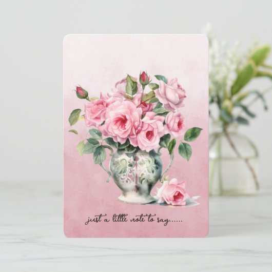 Vase of Pink Roses Note Card ノートカード (スタンド正面)