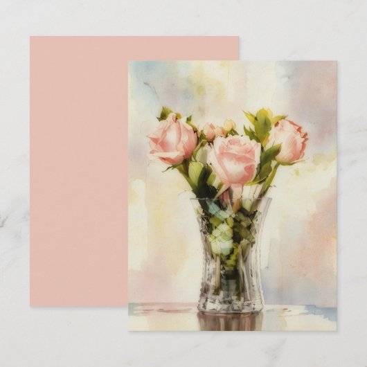 Vase of Roses Art Note Card Set ノートカード (正面/裏面)