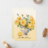 Vase of Yellow Roses Note Card ノートカード (正面/裏面インサイチュ)