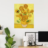 Vase with fifteen sunflowers by Vincent Van Gogh ポスター (ホームオフィス)