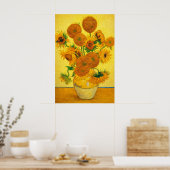 Vase with Fifteen Sunflowers by Vincent van Gogh ポスター (キッチン)