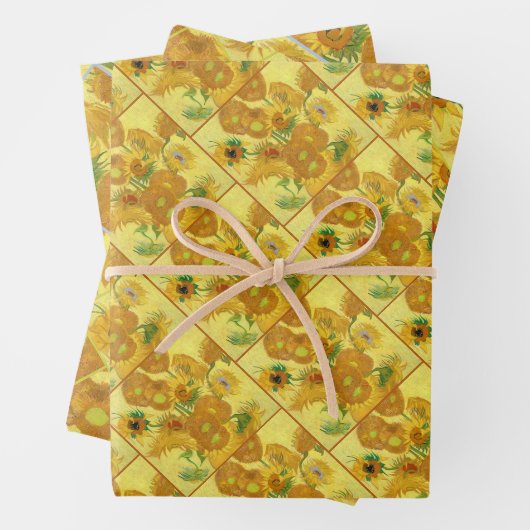 Vase with fifteen sunflowers by Vincent Van Gogh  ラッピングペーパーシート (インサイチュ)