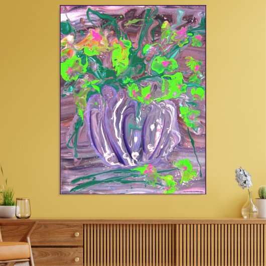 "Vase with flowers" mod. acrylic, impressionism キャンバスプリント (インサイチュ (リビング))