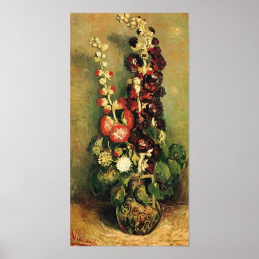 Vase with Hollyhocks (F235) Van Gogh Fine Art ポスター (正面)