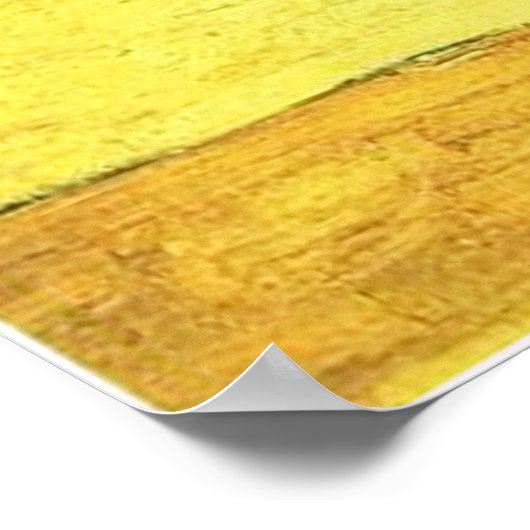 Vase with irises against yellow background ポスター (角)