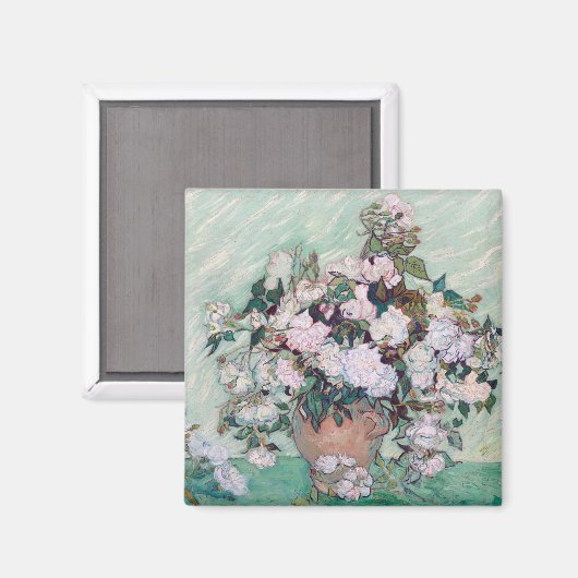 Vase with Pink Roses, Van Gogh マグネット (正面/裏面)