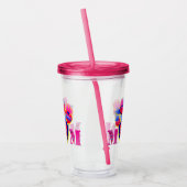 Vaso acrílico Corazones rosas de Mamá Editable アクリルタンブラー (左)