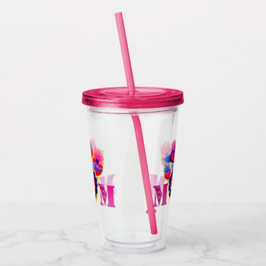 Vaso acrílico Corazones rosas de Mamá Editable アクリルタンブラー (左)