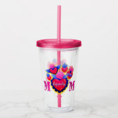 Vaso acrílico Corazones rosas de Mamá Editable アクリルタンブラー (正面)